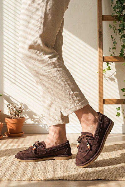 Moda Değirmeni Maro piele întoarsă Pantofi de damă cu detalii cu mărgele cu c...