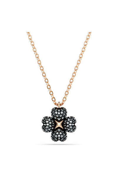 Swaroski قلادة على شكل نبتة البرسيم السوداء ذات الأربع أوراق