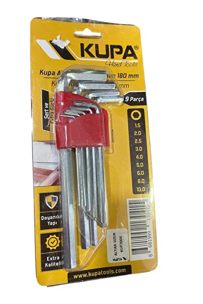 Veka Kupa 9 Parça Uzun Alyan Anahtar Seti (1.5–10 mm) – Krom Kaplama Dayanıkl...