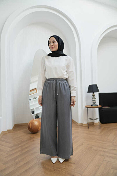 Neways 1105-Battal Lastikli Pantolon Gri