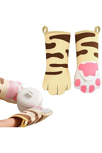 Arabest 2 Pack Oven Gloves for Baking, Cat Paw Design Oven Gloves, Heat Resis...