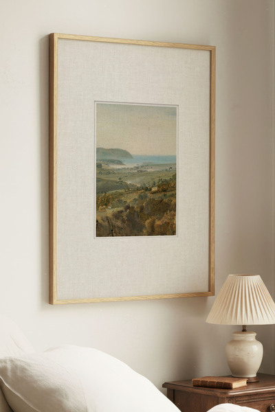 Zevahir Home 1 Piece of Vintage Painting with Natural Wooden Frame and Nature...