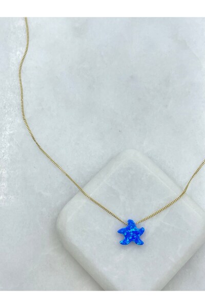 Seda Bijuteri سلسلة خاصة من الأوبال مرصّع بالأحجار على شكل نجم البحر باللون ا...