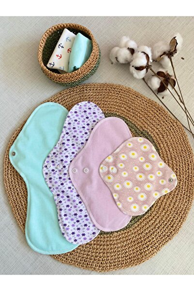 ECOSOFT Yıkanabilir Doğal Kadın Pedi karışık 4'lü %100 Pamuk ve Bambu (s,m,l,...