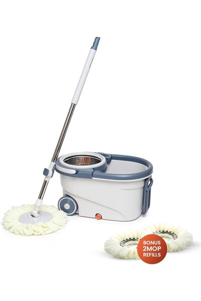 Generic Spin Mop & Bucket Set - 360° Self-Wringing System with Wheels, Stainl...