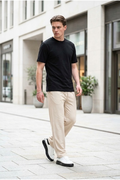 bombe Ανδρικό φαρδύ παντελόνι με ζώνη Παντελόνι jogger