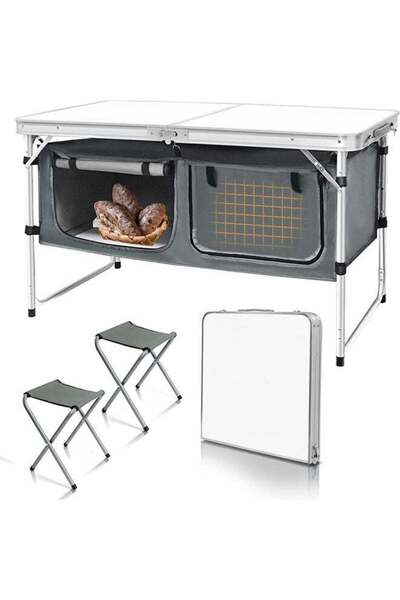 Arabest Widened Camping Table with 2 Chairs,Portable Outdoor Lightweight Camp...