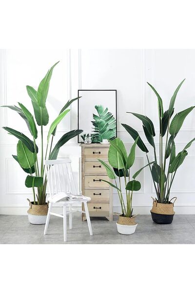 Arabest 80cm Artificial Silk Bird of Paradise Palm Tree with 6 Trunks Faux Tr...