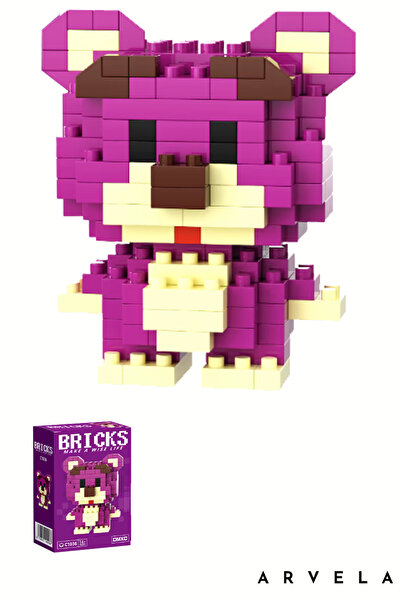 Arvela Mor Ayı Bricks Karakter Figürü – Mini Blok Oyuncak