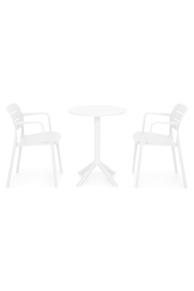 Maison Mex Set mobilier gradina/terasa 2 scaune si masa CIRCLE/MARCO, alb