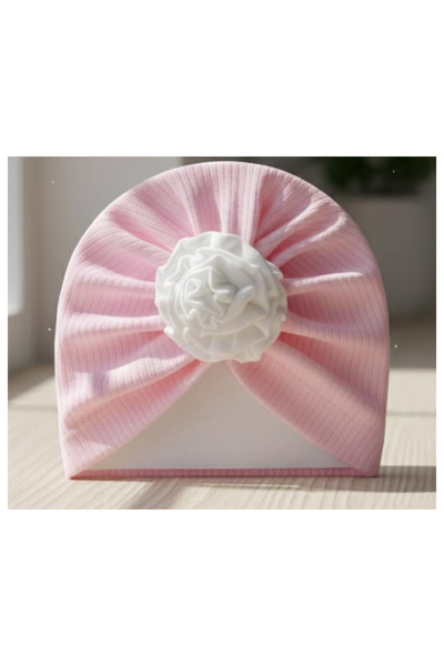 Sebi Prime قبعة إنترلوك مزينة بالورود في المنتصف (0-3 أشهر)