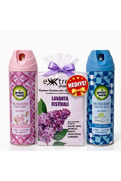 lider kozmetik Green World Cherry Blossom ve Clean Linen Sprey oda Kokusu 500x2