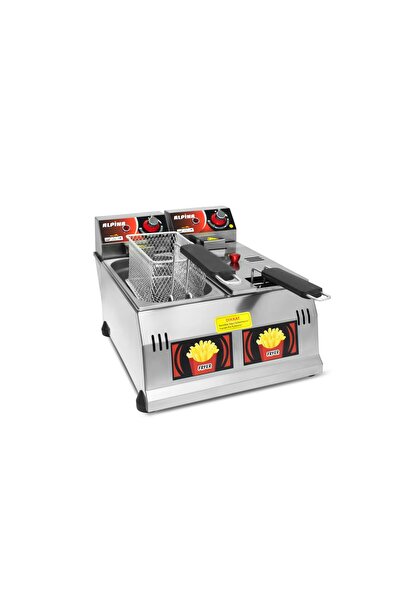 ALPİNA MUTFAK Alpina 3+3 Litre Profesyonel Fritöz 220V Paslanmaz Çelik Büfe v...