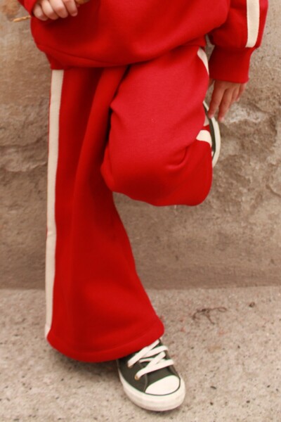 Oh La La Koala For Little Ones Red Thick Striped Wide-Leg Sweatpants