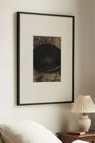 Zevahir Home 1 BUC TABLURĂ VINTAGE ABSTRACTĂ CU CERCEL NEGRU, ÎNCHISĂ ÎN CADR...