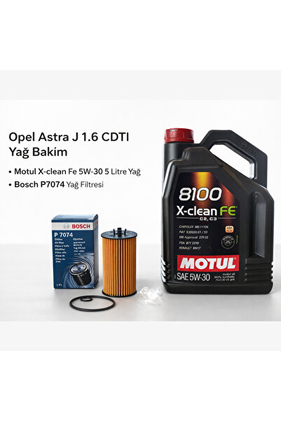 Motul Opel Astra J 1.6 CDTI & Insignia + Uyumlu Yağ Bakım 5W-30 8100 X-clean ...