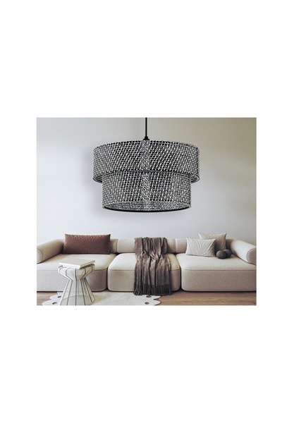 Vivense HASIR MODERN DOĞAL HAZERAN RATTAN AVİZE, SİYAH