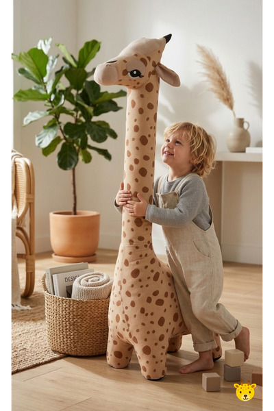 Ottoson Zürafa Peluş Yastık 100 cm Oyuncak Sevimli Uzun Boy Hediyelik Oyun Ar...