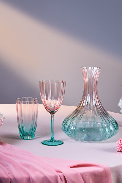 Karaca Judith 25 Parça Bardak Kadeh ve Karaf Seti Renkli