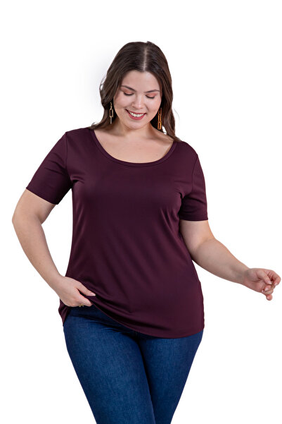 Roxxlen Women's Plus Size Wide Collar Badi Plum