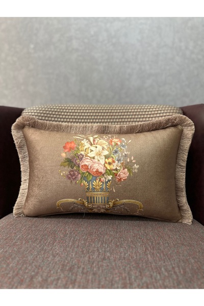 Fabricland Importat İ mătase a catifea oyu Cafea Rectangulară Clasic Floral P...