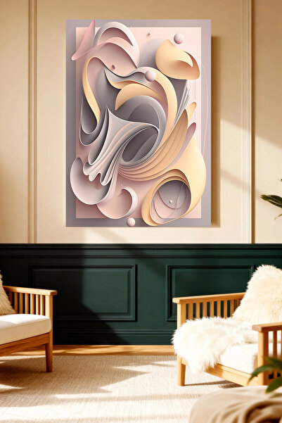 Mushen Studio Forme abstracte de valuri Tonuri pastelate Pictură pe pânză Imp...