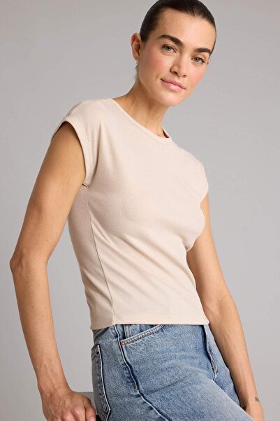 DeFacto Слим фит базична тениска с капсули E5536AX26SM