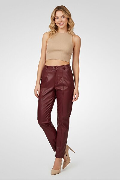 The Giving Movement Women Regular Fit High Rise Solid Bootcut Pants, Maroon