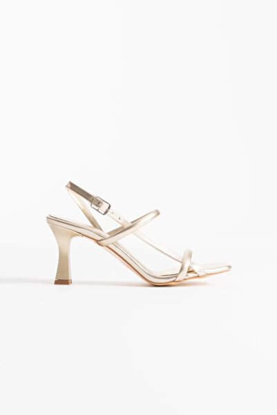 Belinora Γυναικεία χρυσά πέδιλα με τακούνι TR12MY06D