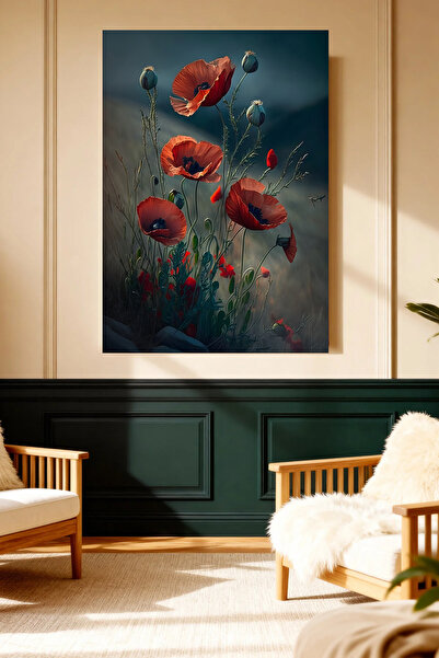 Mushen Studio Flori de mac roșu, tablou pe pânză cu tematică naturală, decor ...