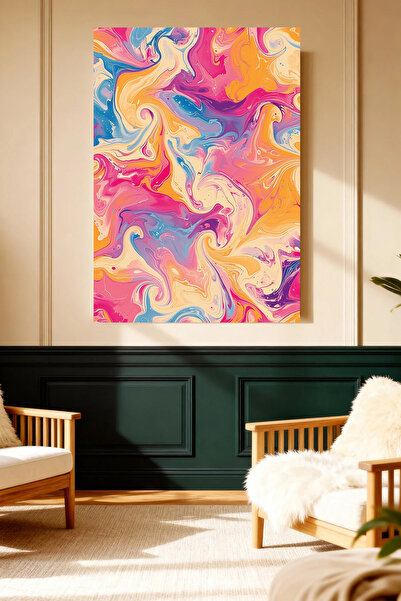 Mushen Studio Valuri de culoare Artă abstractă modernă Pictură pe pânză Decor...