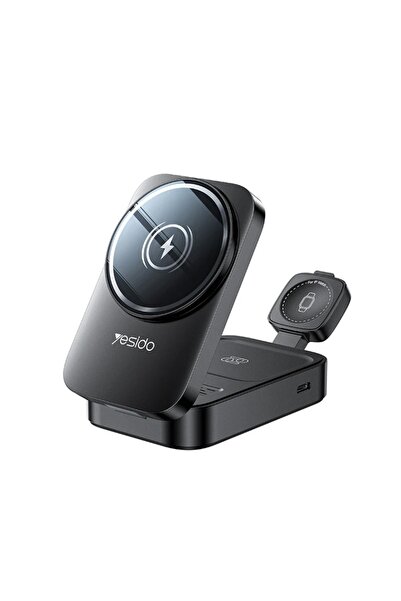 Yesido Stație de încărcare wireless 3 în 1, MagSafe, pliabilă, 15W, ABS, albă