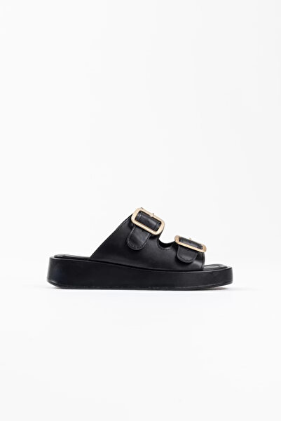 Belinora Papuci negri din piele cu cataramă TR17MY01A