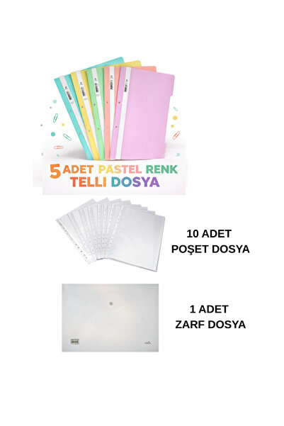 Fiyper Fiyat Performans Ürünleri Renkli Dosyalama Seti Telli Dosya Poşet Dosya Zarf Dosya