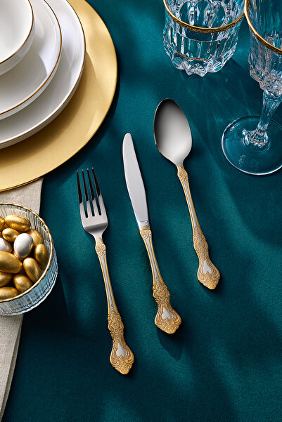 Karaca Juliet 12 Kişilik 84 Parça Çatal Kaşık Bıçak Takımı Gold