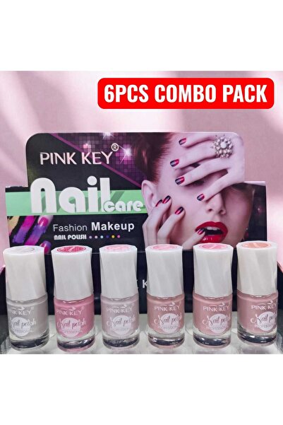 PİNK KEY 6PCS COMBO Nail Polish Set, 6x11ml – Elegant 6 Different Shades Long...