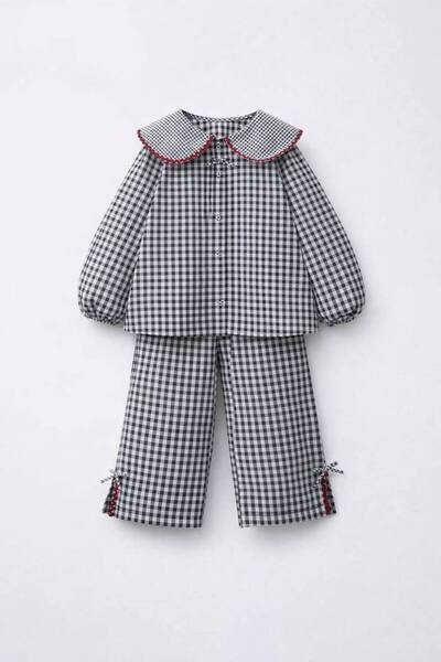 TEDİ Комплект за момичета с карета и детайл на бебешка яка