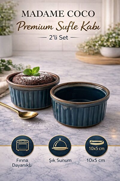 Madame Coco Kleby 2-Piece Soufflé Bowl - Dark Blue & Adenya Basket