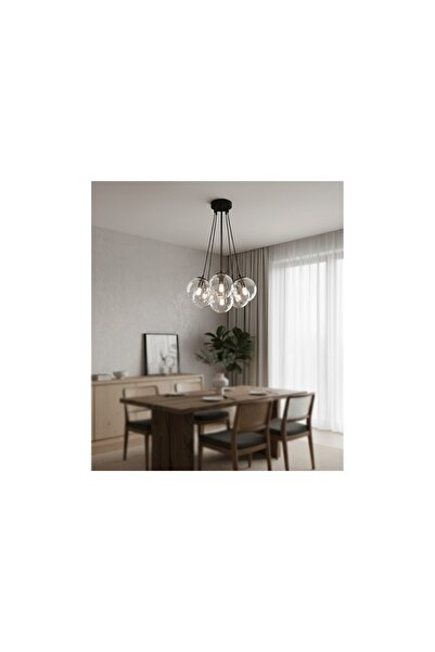 Vivense GLASS WORLD AVİZE, SİYAH ŞEFFAF CAMLI
