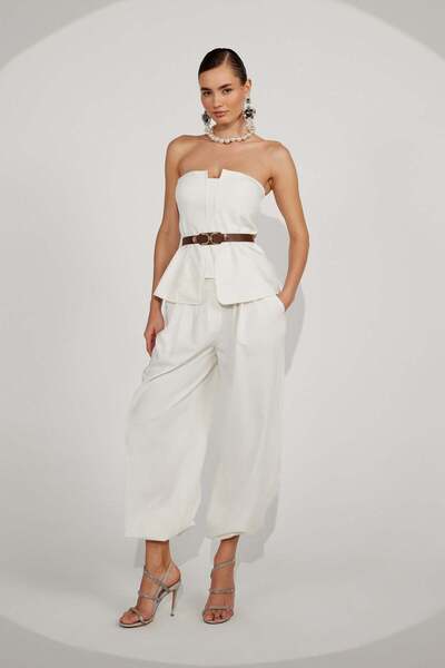 NOK İSTANBUL Modern Drape Pants White