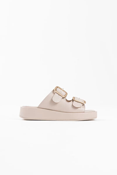 Belinora شبشب نسائي بإبزيم من الجلد البيج TR17MY01C