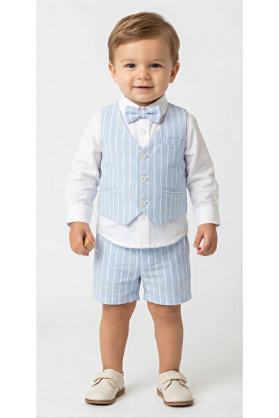 MARCO DONATELI Boys Waist Coat 3Pcs Set Short Sleeve, 18M