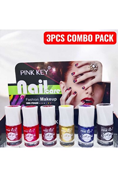 PİNK KEY 6PCS COMBO Nail Polish Set 6x11ml – Multicolour 6 Different Shades G...