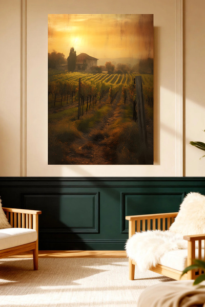 Mushen Studio Sunset Cottage Scenery Πίνακας σε καμβά Διακόσμηση σαλονιού Δια...