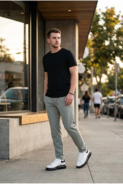 bombe Men's Elastic Waist Boyfriend Fit Jogger Pants Pants