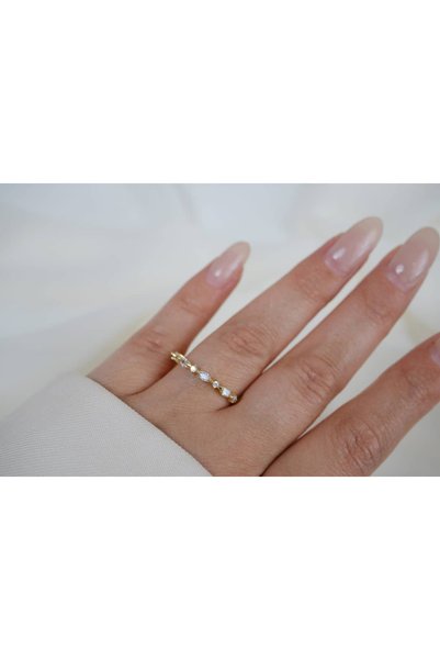 ATELİER TUĞBA Yzk370 Fine Crispy Stone Gold Adjustable Ring