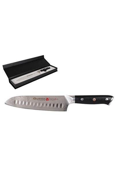 Quttin Professional Santoku knife 18 cm with damascus blade –