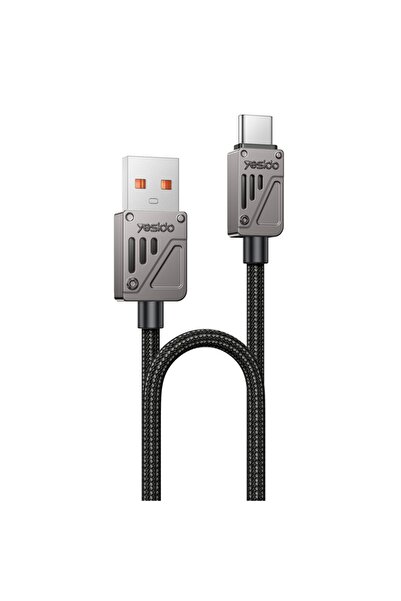 Yesido Data Cable, USB to Type-C, QC 18W, 3A, 480Mbps, Nylon, Black
