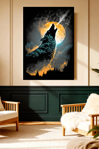 Mushen Studio Kurt Dolunay Uluma Gece Orman Tablou pe pânză Decor pentru sufr...