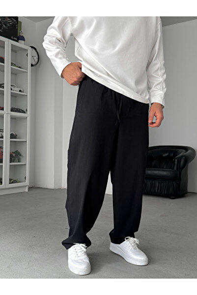 More Black Black Slim Fit Loose Fit Pants